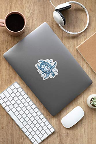 Sea Turtle Tribal Vinyl Decal Sticker - 3.25 x 3.5 Inch Weatherproof