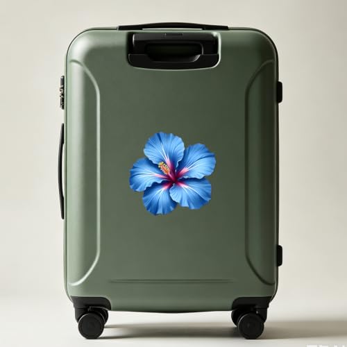 Blue Hibiscus Flower Car Decals - Waterproof Vinyl Stickers (Set of 2)