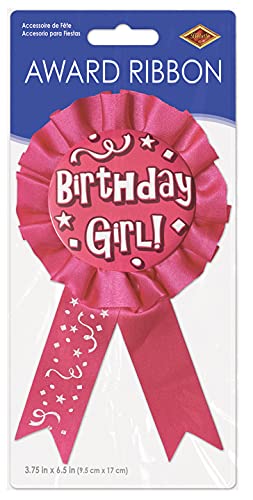 Birthday Girl Award Ribbon - 3.75" x 6.5" Satin Ribbon