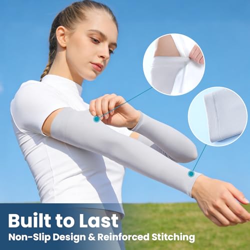 8 Pairs UV Sun Protection Arm Sleeves for Outdoor Sports & Work - Black, White, Gray, Gray - Mochabao