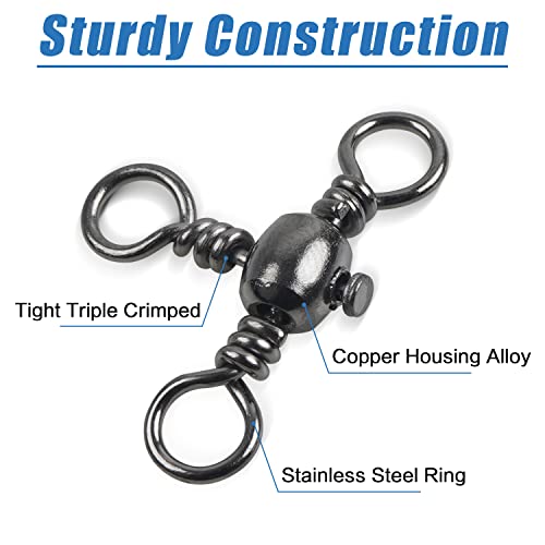 3 Way Swivels Fishing Tackle - 50pcs T-Shape Connector 12# 31lb