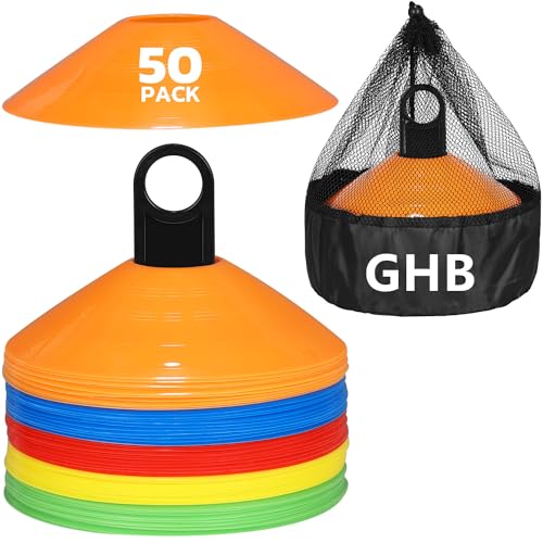 Agility Cones - 50 Pack Multicolor Soccer Training Field Markers