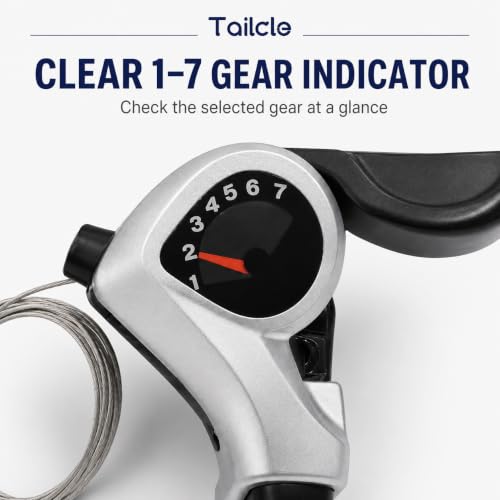 Tailcle Silver 7-Speed Bike Thumb Shifter with Gear Display for Mountain & Hybrid Bikes