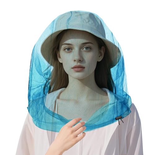 Oversized Mosquito Head Net - Blue, 42 x 25 Inches for Outdoor Use