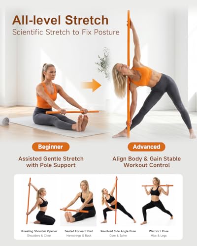 5FT Detachable Stretching Stick - Purple Mobility Stick for Yoga & Pilates