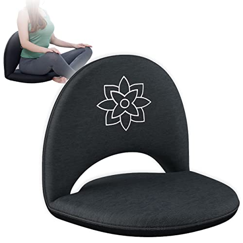 Adjustable Meditation Chair with Back Support - Charcoal Black