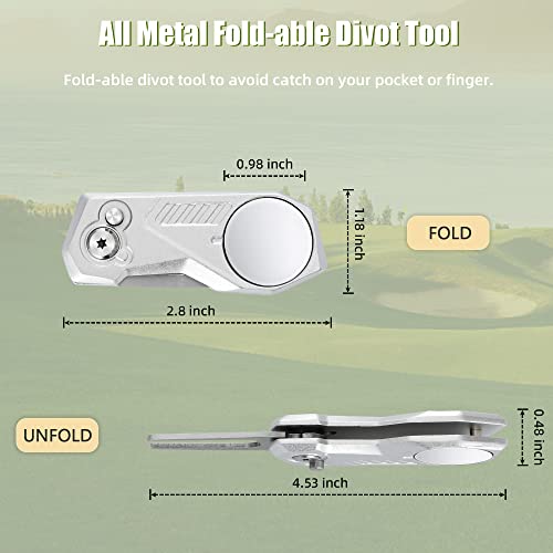 Golf Divot Repair Tool with Magnetic Ball Marker - G-Silver