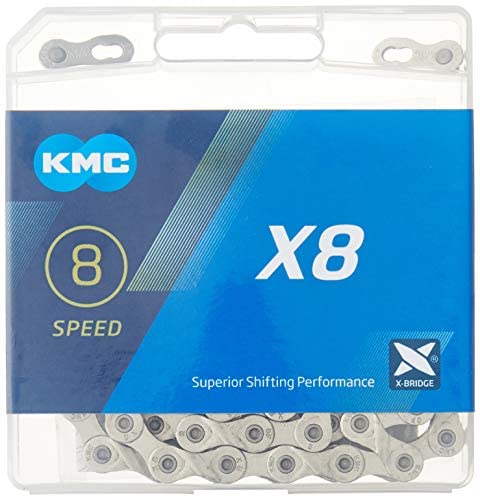 KMC X8 8-Speed Bicycle Chain Silver 116 Links High-Performance Drivetrain
