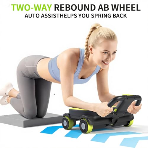 IRISFLY 4-Wheel Ab Roller with Auto-Rebound - Core & Abs Workout Machine