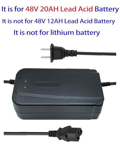48V 20Ah Lead Acid Battery Charger for Scooters & Go-Karts - 110V-240V Input