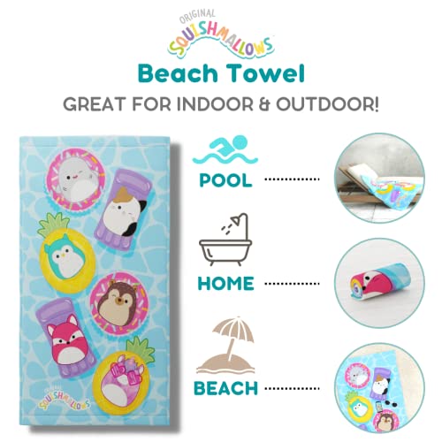 Franco Squishmallows Cotton Beach Towel 58x28 Inches - Soft Pool & Bath Accessory