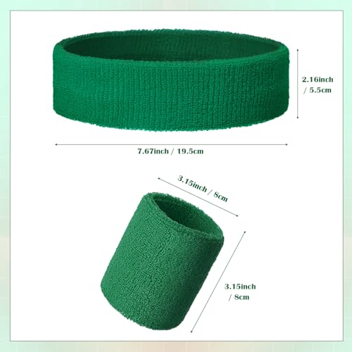 Bememo 6-Piece Sport Sweatband Set Dark Green: 2 Headbands & 4 Wristbands