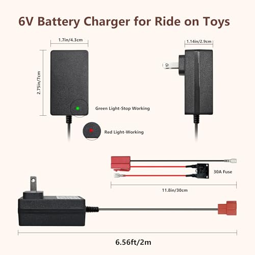 GnoTis 6V Battery Charger Kit for Kids Electric Ride-On Toys, Compatible with Minnie Mouse BMX X6 Wal-Mart
