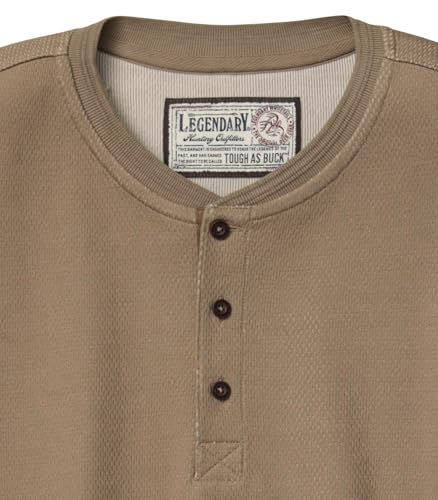 Legendary Whitetails Mens Henley Thermal Long Sleeve - Heavyweight Khaki Large