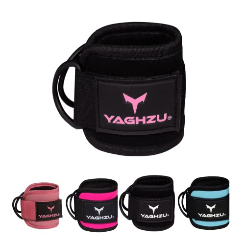 Adjustable Gym Ankle Straps for Cable Machines - Glute Kickbacks - Black/Pink