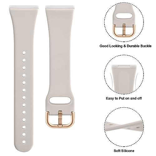 Tobfit 4 Pack Sport Silicone Bands for Fitbit Versa 3/4 & Sense 2 - Pink Sand, Starlight, Mauve, Milk Tea