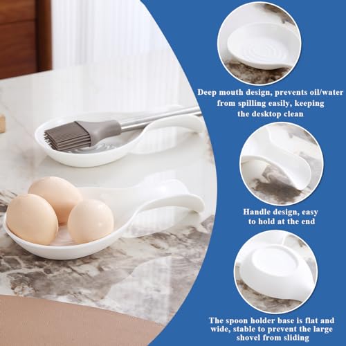 Plastic Spoon Rest Set - 2 Pack White Kitchen Utensil Holder