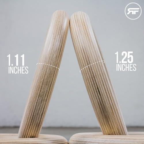 REP Fitness Wooden Gymnastic Rings with 1.11 Inch Diameter and 7.5 Foot Adjustable Straps - Heavy Duty Cross-Training Equipment