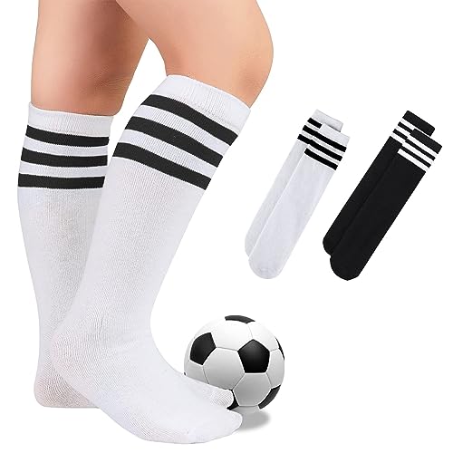 Knee High Soccer Socks for Kids - Black & White / White & Black, 3-6 Years