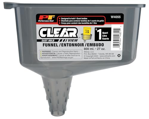 Clear View Easy Hold 2 Pint Automotive Funnel - Hands-Free Oil Changes