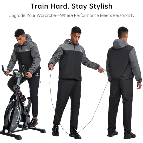 Sauna Suit for Men - Weight Loss Sweat Jacket & Pants - Gray XX-Large