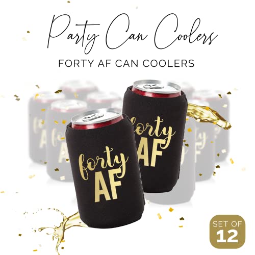 40 AF Can Coolers - Set of 12 for 40th Birthday Celebrations - Black