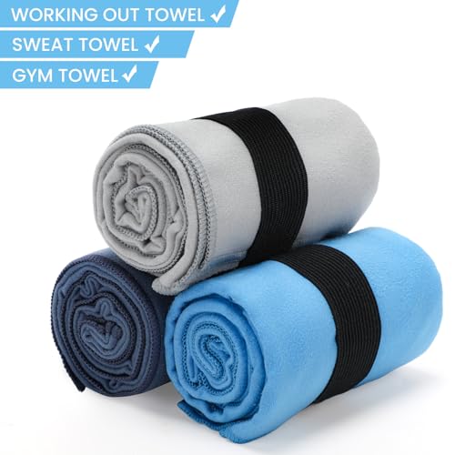 Yaozoon 3 Pack Microfiber Gym Towels Quick Dry Sweat-Absorbent Workout Towels