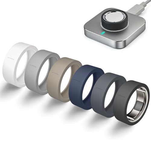 Oura Ring Covers - 6 Pack Silicone for Gen 3/4 - Black+Smoky Black+Midnight Blue+Green+Gray+White