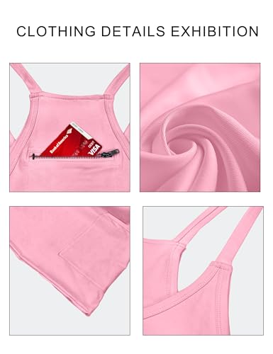 VIUTIL Women's Pink Athletic Dress with Built-in Shorts - Small, Summer Tennis Workout Mini Dress