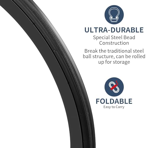 YunSCM 2-Pack 700x23C Road Bike Tires Black01 - Compatible with 700x21-25C