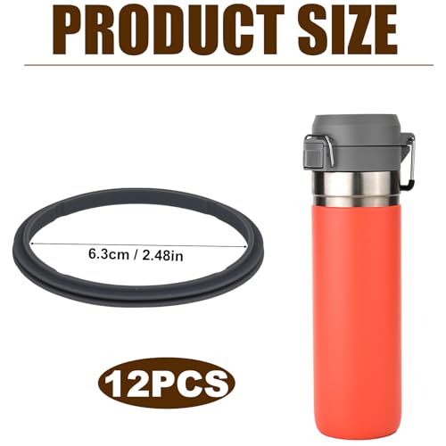 Silicone Water Bottle Gasket Replacement for 24oz & 36oz Tumblers - Gray, 6 Pack