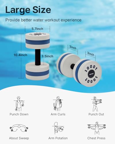 Water Dumbbells for Pool Exercise - Foam Aquatic Weights 11x12" / White