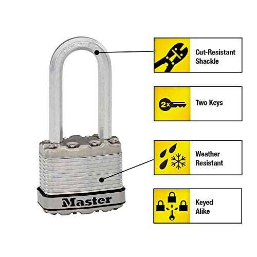 Master Lock M1XTRILH Magnum Heavy Duty Padlock with Key, 3 Pack Keyed-Alike