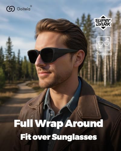 Super Dark Wraparound Sunglasses for Light Sensitivity - CAT4 Polarized UV400 Protection