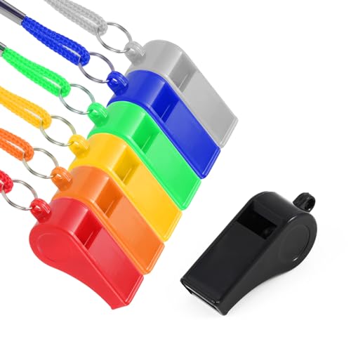Loud ABS Sports Referee Whistle with Lanyard - 2 Pack - Gray