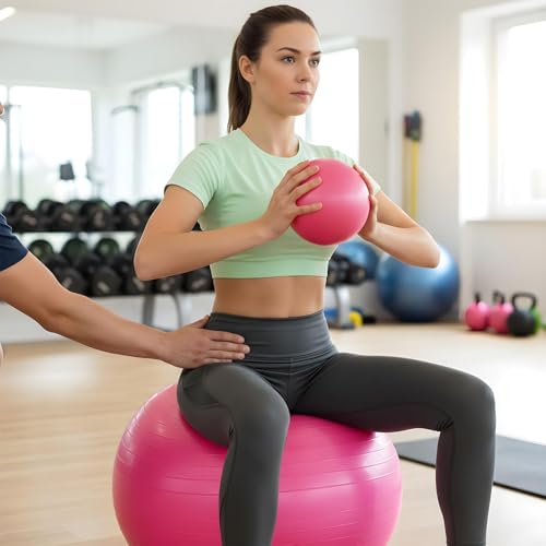 Kifmurase 25-Inch Pink Anti-Burst Yoga Ball 2-Pack for Pilates, Pregnancy & Therapy