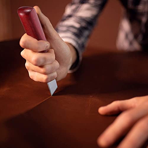 Leather Cutting Knife with Wooden Handle - Stainless Steel Tool