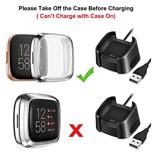 Screen Protector Case for Fitbit Versa 2 - 3 Pack, TPU All-Around Protection - Rose Gold/Rose Pink/Silver