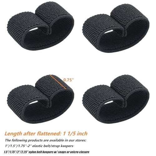 1" Wide Elastic Tactical Belt Keepers - 4 pcs Black