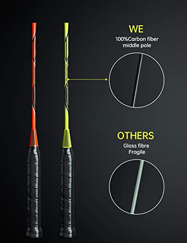 Carbon Fiber Badminton Rackets Set - 2-Pack for Backyard Fun