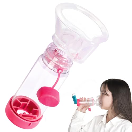Pink Kids & Adults Inhaler Spacer with Soft Fit Mask Portable Lightweight