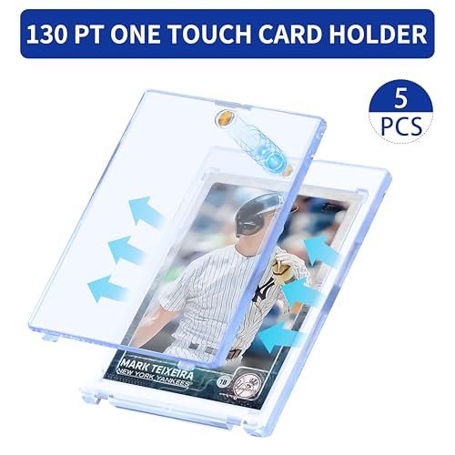QTYORD 5 Pack 130PT Magnetic Card Holders for Trading Cards - One-Touch Baseball, Football, TCG, MTG Card Cases