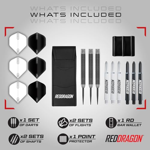 Red Dragon Pegasus Original 24g Tungsten Darts Set with Case - Black Variant