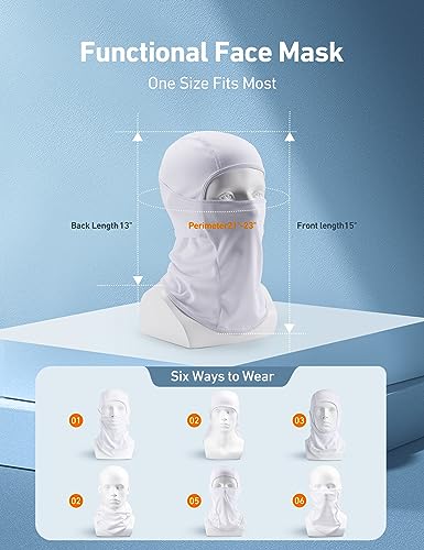Ski Mask Balaclava - Windproof UV Protection - White