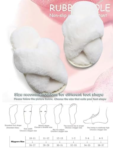 LightFun 4-5 Kid Beige Fuzzy Fur Slippers Open Toe Cross Band Flip Flops for Girls – Indoor/Outdoor
