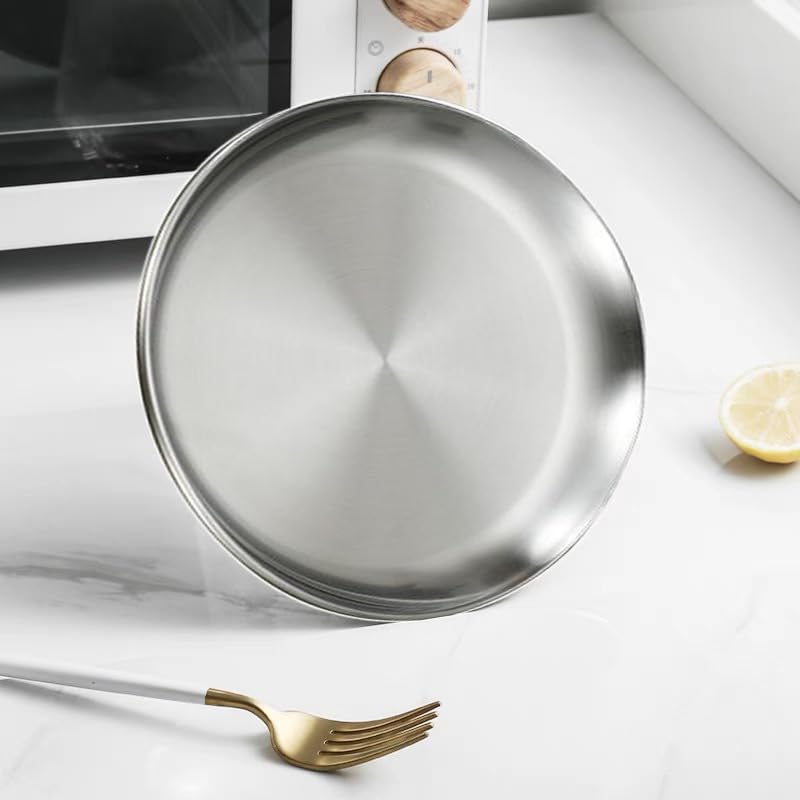 Skiennix 304 Stainless Steel Western Food Plate - Durable BBQ & Dessert Buffet Plate | Silver Finish