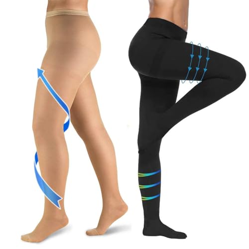 XUANSHOW 20-30mmHg Compression Pantyhose for Women, High-WaistOpaque Stockings, S/M Mix-2Pairs