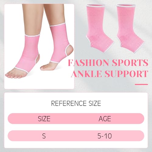 Haysandy 4 Pcs Kids Ankle Brace Support, Pink, 5-10 Years