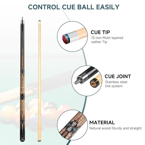 HomeSeason 58" Professional Pool Cue Stick with Bag - 19oz Low Deflection Billiard Cue