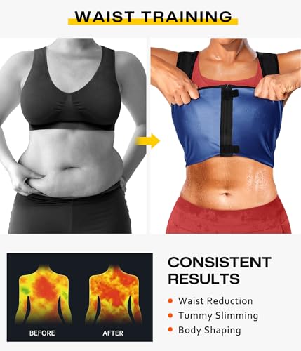 Waist Trainer Sauna Suit for Women - Sweat Vest Trimmer, Large Blue